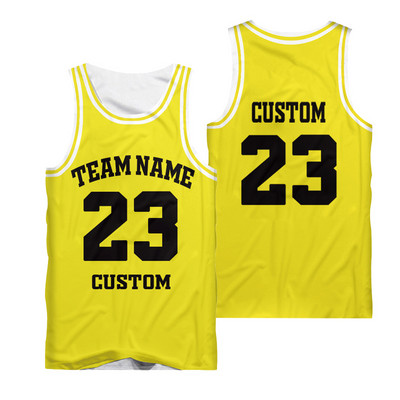 CJLM Custom Academy Basketball Jersey Μαύρο Κίτρινο Όνομα οποιουδήποτε χρώματος αθλήματα Ανδρικά γιλέκα College Jersey Team παιχνίδι Tank top