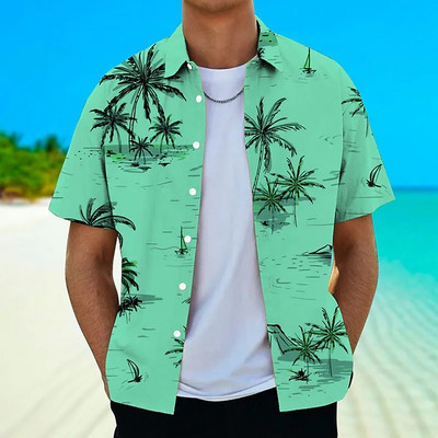 Kokosriekstu koka krekli vīriešiem ar 3d apdruku vīriešu havajiešu krekls Dazn Beach īsām piedurknēm modes topi T krekls vīriešu blūze Camisa