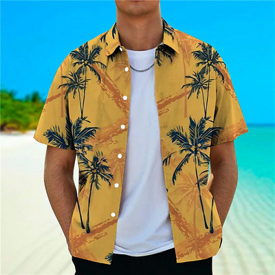 Kokosriekstu koka krekli vīriešiem ar 3d apdruku vīriešu havajiešu krekls Dazn Beach īsām piedurknēm modes topi T krekls vīriešu blūze Camisa