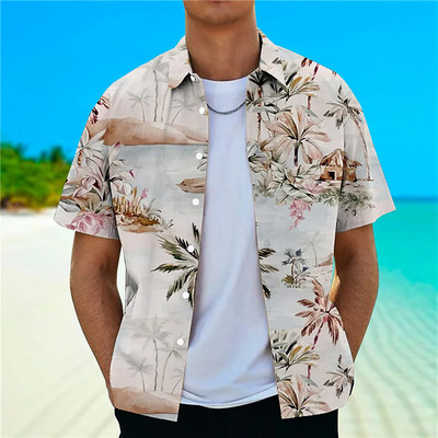 Kokosriekstu koka krekli vīriešiem ar 3d apdruku vīriešu havajiešu krekls Dazn Beach īsām piedurknēm modes topi T krekls vīriešu blūze Camisa