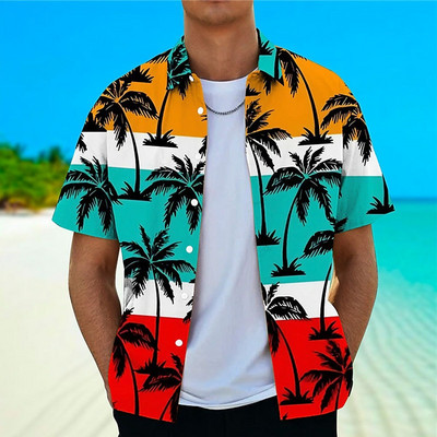 Kokosriekstu koka krekli vīriešiem ar 3d apdruku vīriešu havajiešu krekls Dazn Beach īsām piedurknēm modes topi T krekls vīriešu blūze Camisa