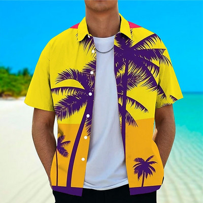Kokosriekstu koka krekli vīriešiem ar 3d apdruku vīriešu havajiešu krekls Dazn Beach īsām piedurknēm modes topi T krekls vīriešu blūze Camisa