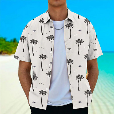 Kokosriekstu koka krekli vīriešiem ar 3d apdruku vīriešu havajiešu krekls Dazn Beach īsām piedurknēm modes topi T krekls vīriešu blūze Camisa
