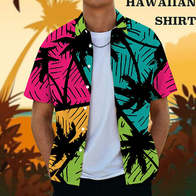 Kokosriekstu koka krekli vīriešiem ar 3d apdruku vīriešu havajiešu krekls Dazn Beach īsām piedurknēm modes topi T krekls vīriešu blūze Camisa