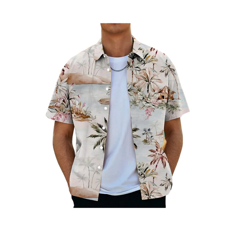 Kokosriekstu koka krekli vīriešiem ar 3d apdruku vīriešu havajiešu krekls Dazn Beach īsām piedurknēm modes topi T krekls vīriešu blūze Camisa