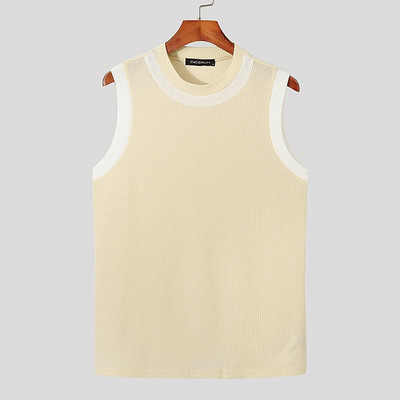 INCERUN Fashion Ανδρικά φανελάκια συνονθύλευμα με λαιμόκοψη αμάνικο γυμναστήριο Streetwear 2023 Casual γιλέκα Summer Leisure Ανδρικά ρούχα 5XL 7