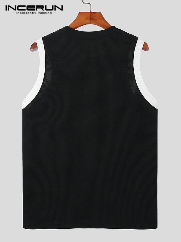 INCERUN Fashion Ανδρικά φανελάκια συνονθύλευμα με λαιμόκοψη αμάνικο γυμναστήριο Streetwear 2023 Casual γιλέκα Summer Leisure Ανδρικά ρούχα 5XL 7