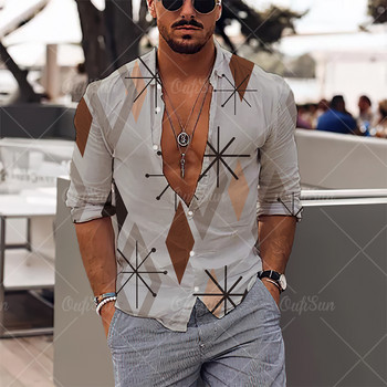 Camisa hawaiana de manga larga para hombre, camisa de manga larga con estampado 3d, estilo Simple, neformalnо, con solapa, 2022