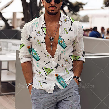 Camisa hawaiana de manga larga para hombre, camisa de manga larga con estampado 3d, estilo Simple, neformalnо, con solapa, 2022