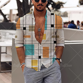 Camisa hawaiana de manga larga para hombre, camisa de manga larga con estampado 3d, estilo Simple, neformalnо, con solapa, 2022