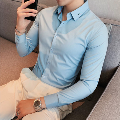 Cămașă cu broderie cu bandă pentru decolteu, bărbați, cu mânecă lungă, cămașă rochie socială, slim fit, îmbrăcăminte de stradă, bărbați, ocazional de afaceri, pentru bal, club, 4XL