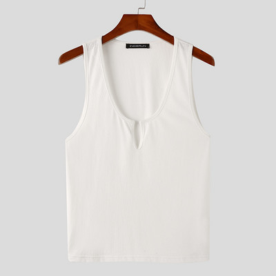 INCERUN 2023 Ανδρικά φανελάκια μονόχρωμα V λαιμόκοψη Αμάνικα streetwear γυμναστικής καλοκαιρινά γιλέκα αναπνεύσιμα casual ανδρικά ρούχα S-5XL