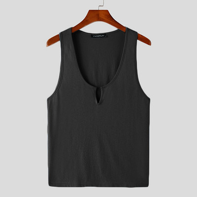 INCERUN 2023 Ανδρικά φανελάκια μονόχρωμα V λαιμόκοψη Αμάνικα streetwear γυμναστικής καλοκαιρινά γιλέκα αναπνεύσιμα casual ανδρικά ρούχα S-5XL