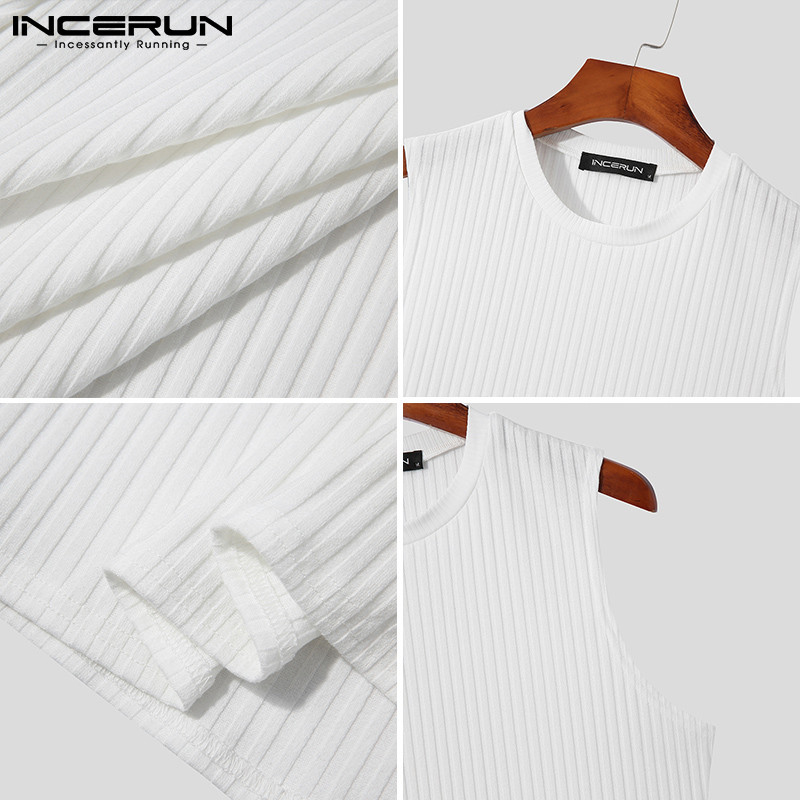 INCERUN vīriešu topi vienkrāsains O veida kakla izgriezums bez piedurknēm, elpojošs 2023. gads, ikdienas vestes, ielu apģērbi, šauri, brīvā laika vīriešu apģērbi, S-5XL 7