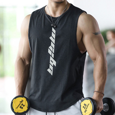 2023 Tricou fără mâneci pentru bărbați pentru sală de sport, maiou de fitness, tricou pentru bărbați, plasă, respirabil, uscată rapidă, pentru alergare, o vestă ocazională.