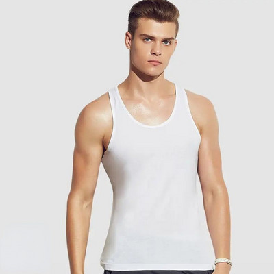 100% kokvilnas tējkanna vasaras vīriešu sporta sporta elastīga apakšā Slim Fit veste elpojošs fitnesa krekls bez piedurknēm vīriešu apģērbs