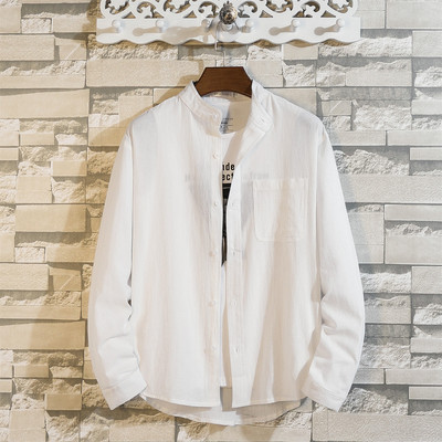 2022. gada rudens jauns vīriešu masīvs krekls ar garām piedurknēm, stāvošs kakls, korejiešu versija Trend, liels, daudzpusīgs personalizēts jaciņš