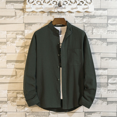 2022. gada rudens jauns vīriešu masīvs krekls ar garām piedurknēm, stāvošs kakls, korejiešu versija Trend, liels, daudzpusīgs personalizēts jaciņš