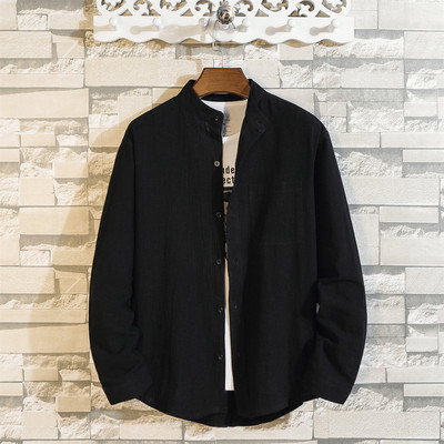 2022. gada rudens jauns vīriešu masīvs krekls ar garām piedurknēm, stāvošs kakls, korejiešu versija Trend, liels, daudzpusīgs personalizēts jaciņš