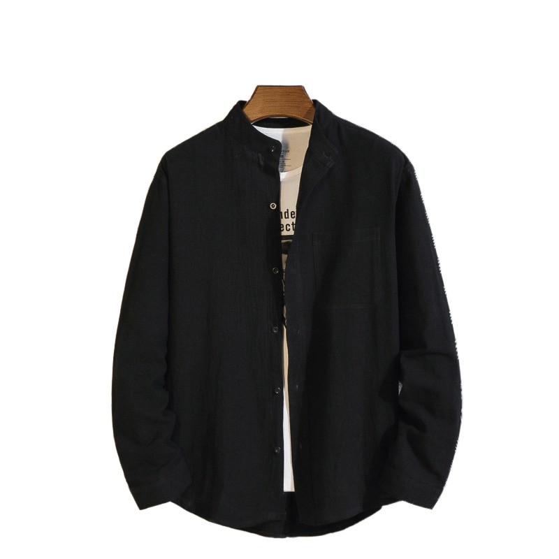 2022. gada rudens jauns vīriešu masīvs krekls ar garām piedurknēm, stāvošs kakls, korejiešu versija Trend, liels, daudzpusīgs personalizēts jaciņš