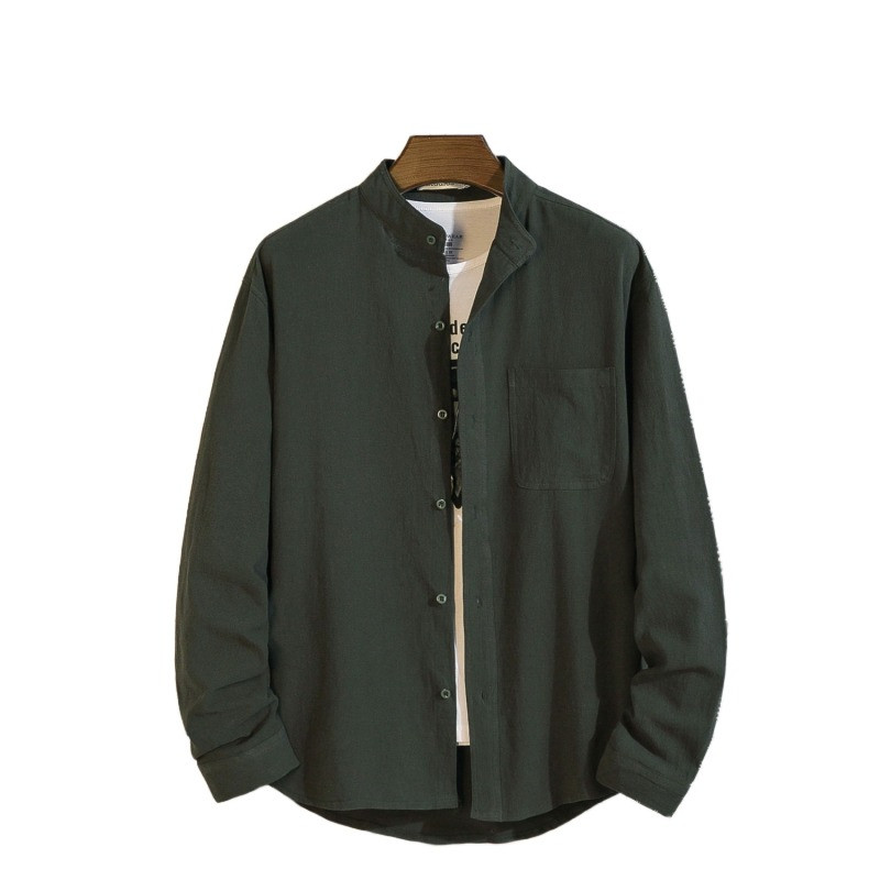 2022. gada rudens jauns vīriešu masīvs krekls ar garām piedurknēm, stāvošs kakls, korejiešu versija Trend, liels, daudzpusīgs personalizēts jaciņš