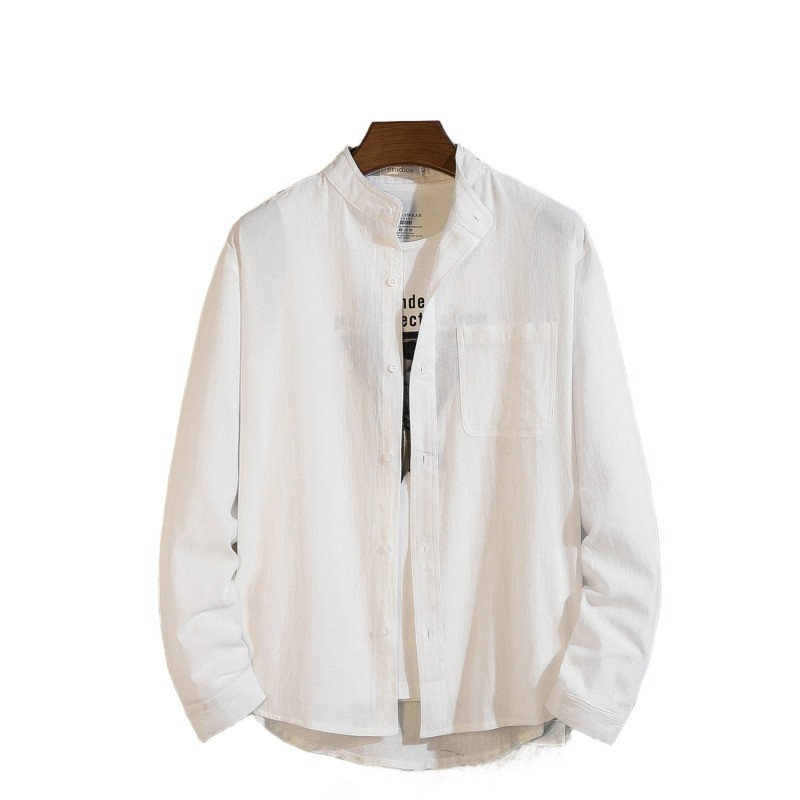 2022. gada rudens jauns vīriešu masīvs krekls ar garām piedurknēm, stāvošs kakls, korejiešu versija Trend, liels, daudzpusīgs personalizēts jaciņš