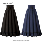 Női punk hosszú maxi szoknya Vintage középkori gótikus reneszánsz szoknyák Halloween jelmezek nőknek Egy vonalas lenge ruha VD3727