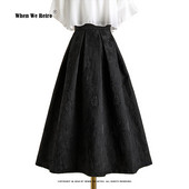 2023 Νέα Spring A Line Vintage πλισέ φούστες με ψηλόμεσο στυλ Hepburn Retro Midi μακριά φούστα μαύρη Jupe Femme VD3739