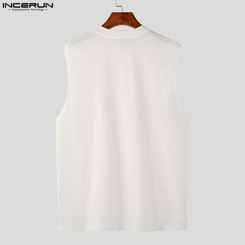 INCERUN Fashion Ανδρικά φανελάκια Streetwear 2023 Αμάνικα γιλέκα με φερμουάρ με μασίφ λαιμόκοψη O-λαιμόκοψη Καλοκαιρινό κορεάτικο στυλ Casual ανδρικά ρούχα S-5XL