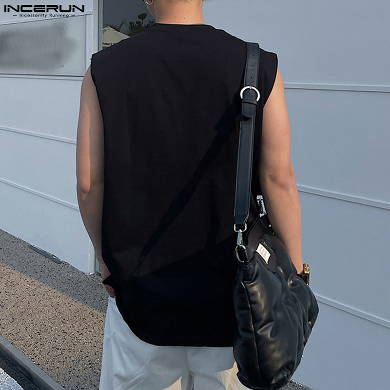 INCERUN Moda Bărbați Tank Tops Streetwear 2023 Solid O-Gât fără mâneci cu fermoar Veste de vară în stil coreean Îmbrăcăminte casual pentru bărbați S-5XL