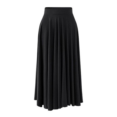 Modna ženska maksi suknja visokog struka, jednobojna, jednobojna, midi dugačka plisirana suknja 7XL 8XL crna Jupe Saia A kroja svih kombinacija VD3734