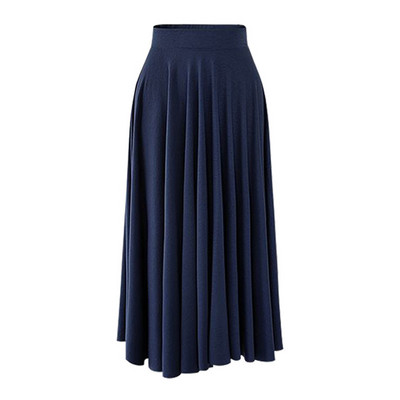 Modna ženska maksi suknja visokog struka, jednobojna, jednobojna, midi dugačka plisirana suknja 7XL 8XL crna Jupe Saia A kroja svih kombinacija VD3734