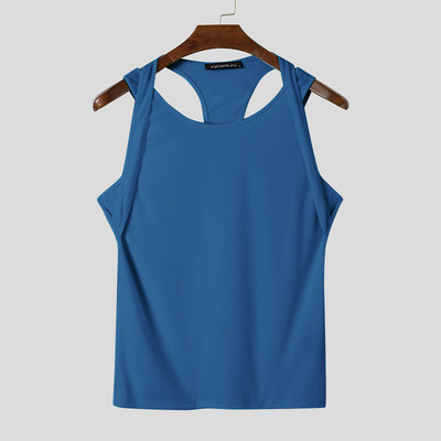 Modne muške majice bez rukava Jednobojni lažni dvodijelni prsluci bez rukava s O-izrezom 2023. Ljeto Fitness Ležerna muška odjeća S-5XL INCERUN