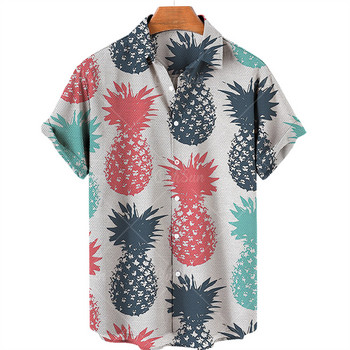 2022 г. Нова лятна мъжка риза Fruit Hawaiian Shirtd Camicias Ежедневна риза с едно копче, универсална риза с 3d принт, горнища с къси ръкави