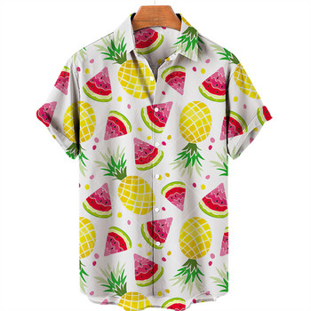 2022 г. Нова лятна мъжка риза Fruit Hawaiian Shirtd Camicias Ежедневна риза с едно копче, универсална риза с 3d принт, горнища с къси ръкави