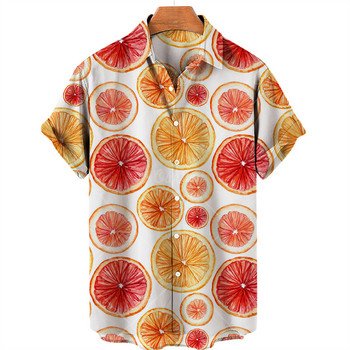 2022 г. Нова лятна мъжка риза Fruit Hawaiian Shirtd Camicias Ежедневна риза с едно копче, универсална риза с 3d принт, горнища с къси ръкави