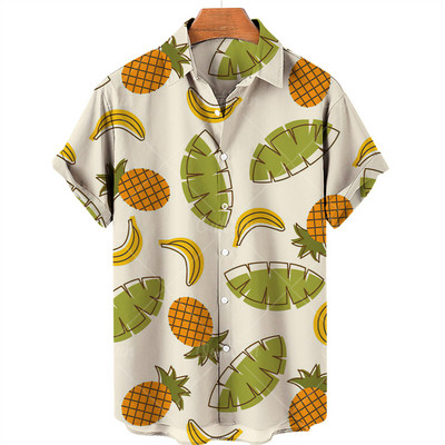Καλοκαιρινό νέο ανδρικό πουκάμισο 2022 Φρουτώδες πουκάμισο Χαβάης Camicias Casual με ένα κουμπί πουκάμισο παντός αγώνα 3d print με κοντομάνικα μπλουζάκια