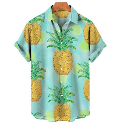 Καλοκαιρινό νέο ανδρικό πουκάμισο 2022 Φρουτώδες πουκάμισο Χαβάης Camicias Casual με ένα κουμπί πουκάμισο παντός αγώνα 3d print με κοντομάνικα μπλουζάκια