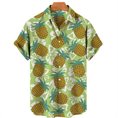 Καλοκαιρινό νέο ανδρικό πουκάμισο 2022 Φρουτώδες πουκάμισο Χαβάης Camicias Casual με ένα κουμπί πουκάμισο παντός αγώνα 3d print με κοντομάνικα μπλουζάκια