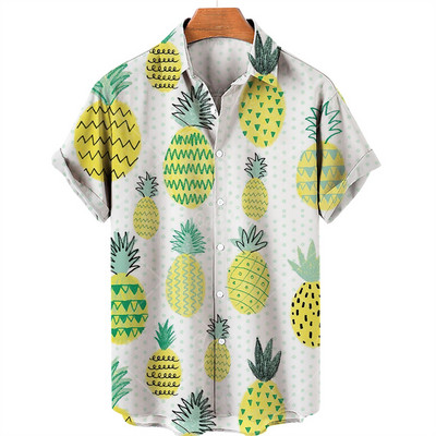 Καλοκαιρινό νέο ανδρικό πουκάμισο 2022 Φρουτώδες πουκάμισο Χαβάης Camicias Casual με ένα κουμπί πουκάμισο παντός αγώνα 3d print με κοντομάνικα μπλουζάκια