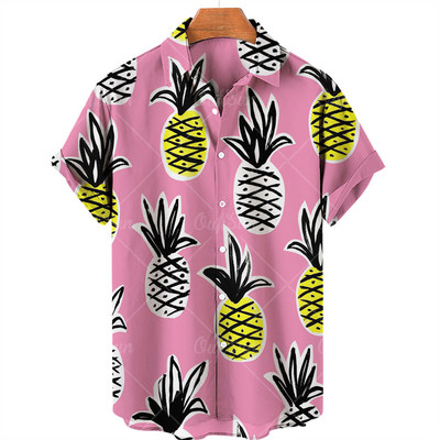 Καλοκαιρινό νέο ανδρικό πουκάμισο 2022 Φρουτώδες πουκάμισο Χαβάης Camicias Casual με ένα κουμπί πουκάμισο παντός αγώνα 3d print με κοντομάνικα μπλουζάκια
