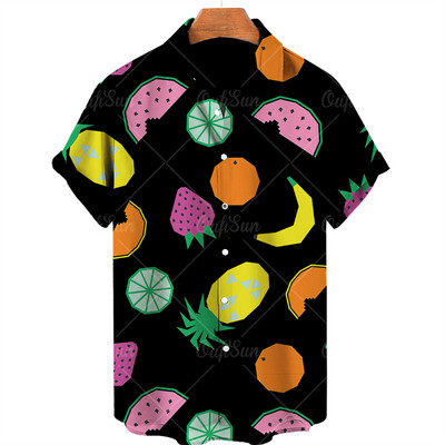 Καλοκαιρινό νέο ανδρικό πουκάμισο 2022 Φρουτώδες πουκάμισο Χαβάης Camicias Casual με ένα κουμπί πουκάμισο παντός αγώνα 3d print με κοντομάνικα μπλουζάκια