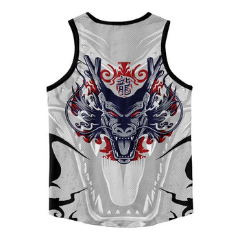 Ανδρικό αμάνικο πουκάμισο Dragon Print Tank Top 2022 Υψηλής ποιότητας Γυμναστήριο Bodybuilding Αθλητισμός γυμναστικής φανελάκι