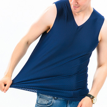 Ανδρικά μπλουζάκια από μετάξι πάγου Ρούχα γυμναστικής Ανδρικά καλοκαιρινά ανδρικά αμάνικα πουκάμισο ανδρικό σωματότυπο πάλης γυμναστική αναπνεύσιμα μονόκλινα καινούργια