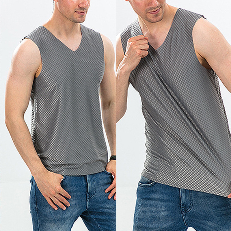 Ανδρικά μπλουζάκια από μετάξι πάγου Ρούχα γυμναστικής Ανδρικά καλοκαιρινά ανδρικά αμάνικα πουκάμισο ανδρικό σωματότυπο πάλης γυμναστική αναπνεύσιμα μονόκλινα καινούργια