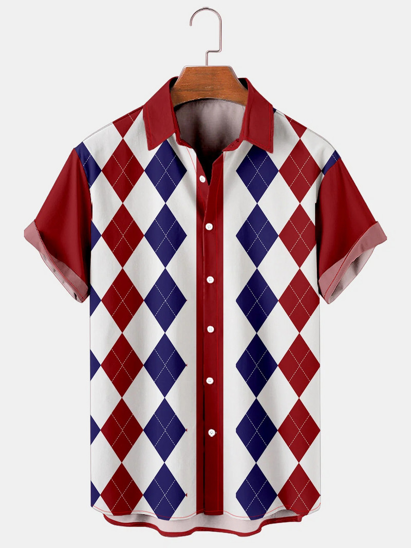 Ανδρικό πουκάμισο Χαβάης 2022 Πορτοκαλί πράσινο ριγέ αναζωογονητικό πουκάμισο μόδας σε στυλ παραλίας Ανδρικό και γυναικείο πουκάμισο διακοπών για διακοπές στη θάλασσα