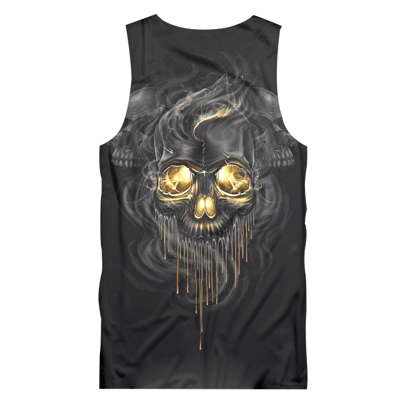 Ανδρικά καλοκαιρινά μπλουζάκια UJWI 3D εκτύπωσης καπνιστό μεταλλικό γιλέκο κρανίου Hombre Fit Slim αμάνικο μπλουζάκι μπλουζάκια κάτω μπλουζάκια Dropship