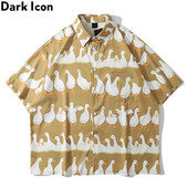 Sötét ikon Vicces nyomott, túlméretezett férfi ing, 2021 Nyári Ünnep Hawaii Ingek Férfi 2 legjobb szín