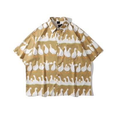 Sötét ikon Vicces nyomott, túlméretezett férfi ing, 2021 Nyári Ünnep Hawaii Ingek Férfi 2 legjobb szín