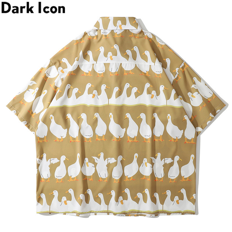Sötét ikon Vicces nyomott, túlméretezett férfi ing, 2021 Nyári Ünnep Hawaii Ingek Férfi 2 legjobb szín